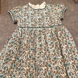 Green and tan floral dress.